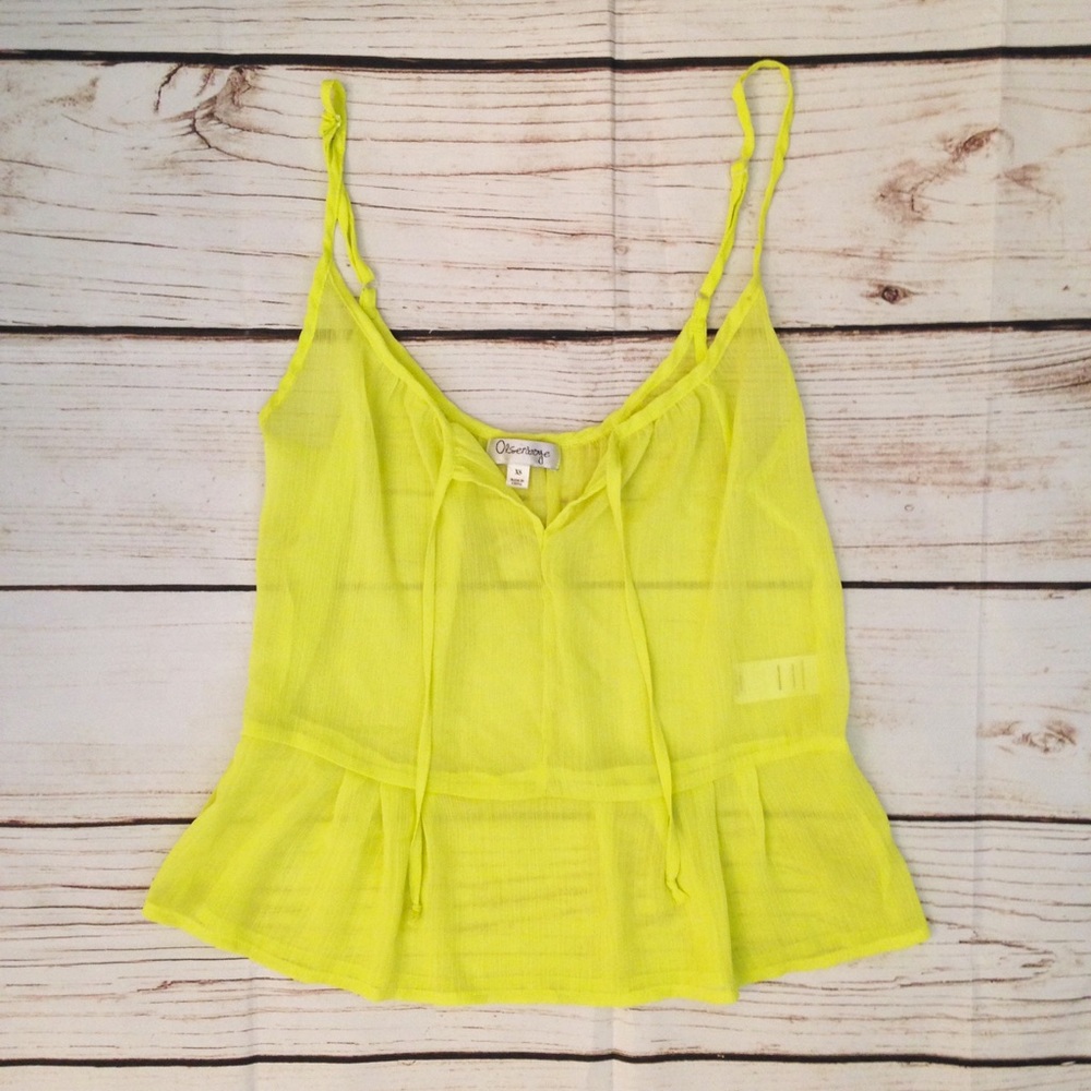 Flowy Sheer Neon Peplum Cami